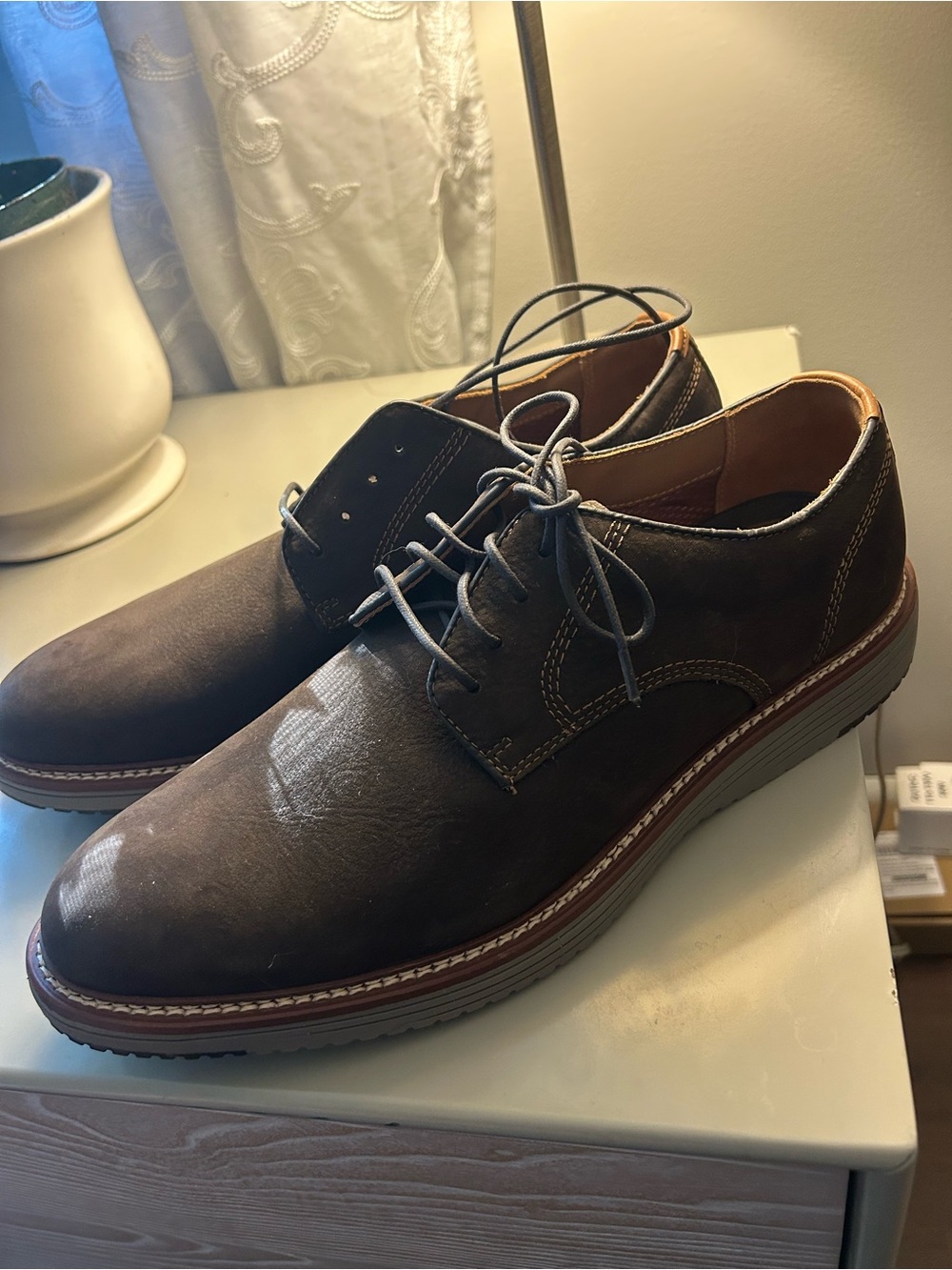 Johnston & Murphy Dark Brown Leather Derby Lace-Up Shoes